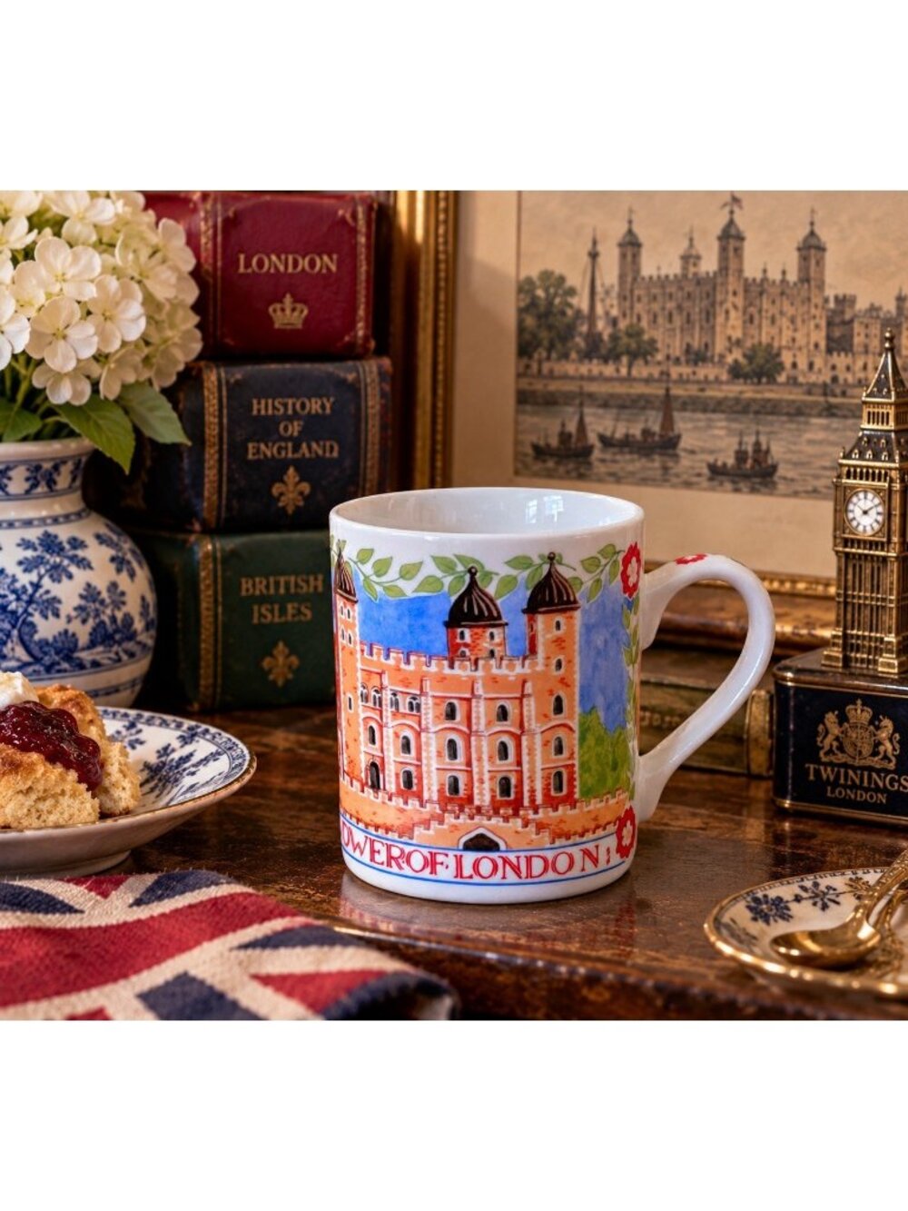 Tower of London Mug England English Tudor Rose Ceramic British Coffee Cup